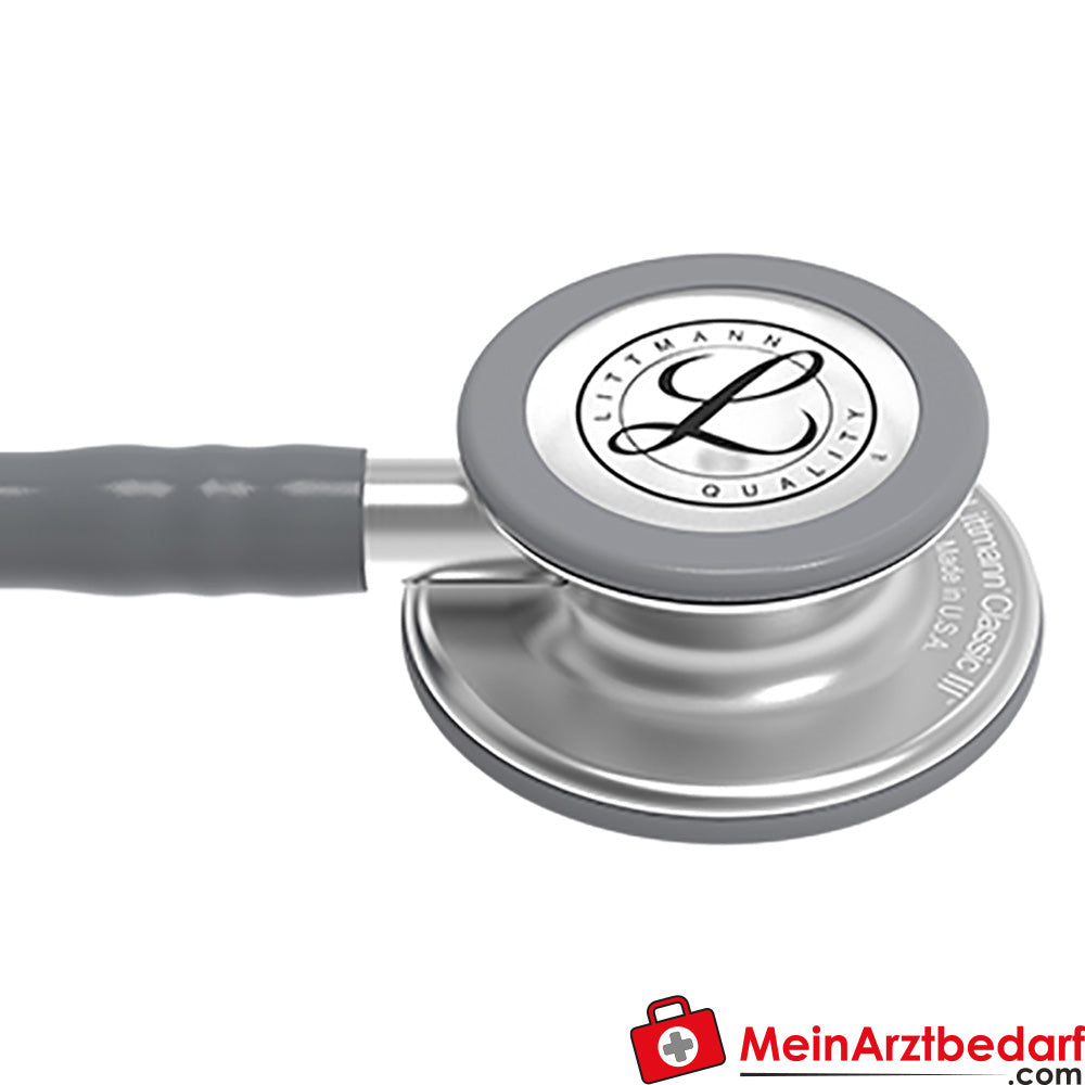 Littmann Classic III Stethoskop Edelstahl-Bruststück, Dual-Frequency, Einschlauch, Black Edition, Edelstahl-Edition