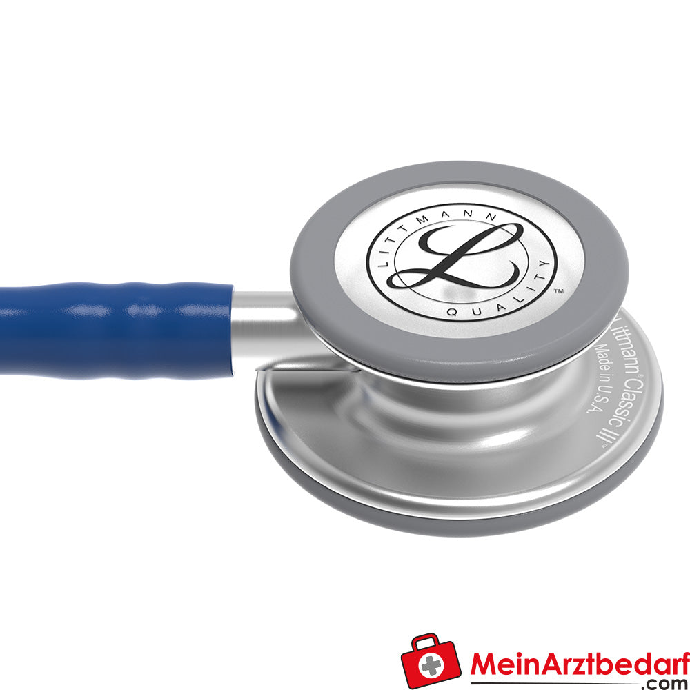 Stéthoscope Classic III de Littmann, pavillon en acier inoxydable, double fréquence, monotube, Black Edition, édition acier inoxydable