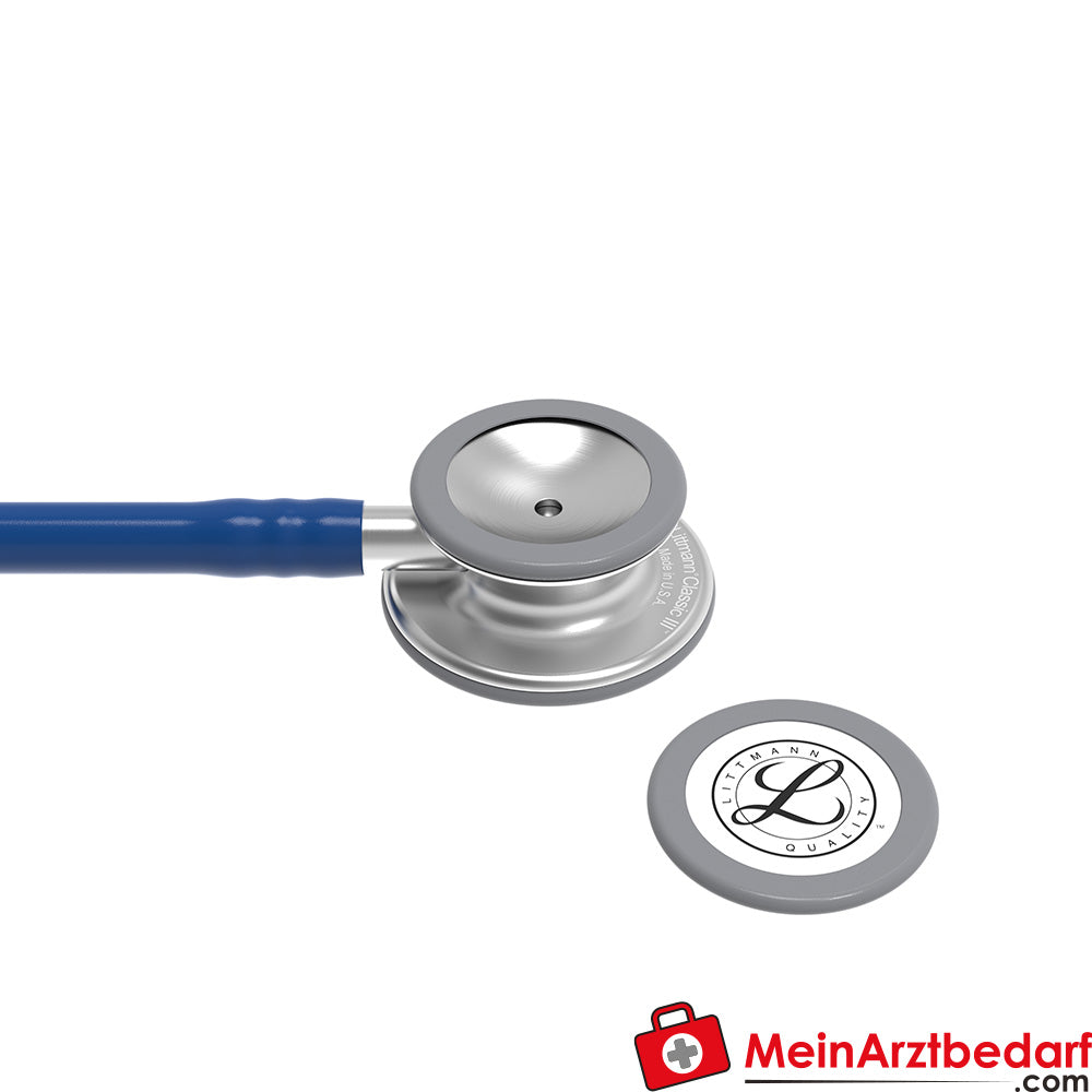 Littmann Classic III Stethoskop Edelstahl-Bruststück, Dual-Frequency, Einschlauch, Black Edition, Edelstahl-Edition