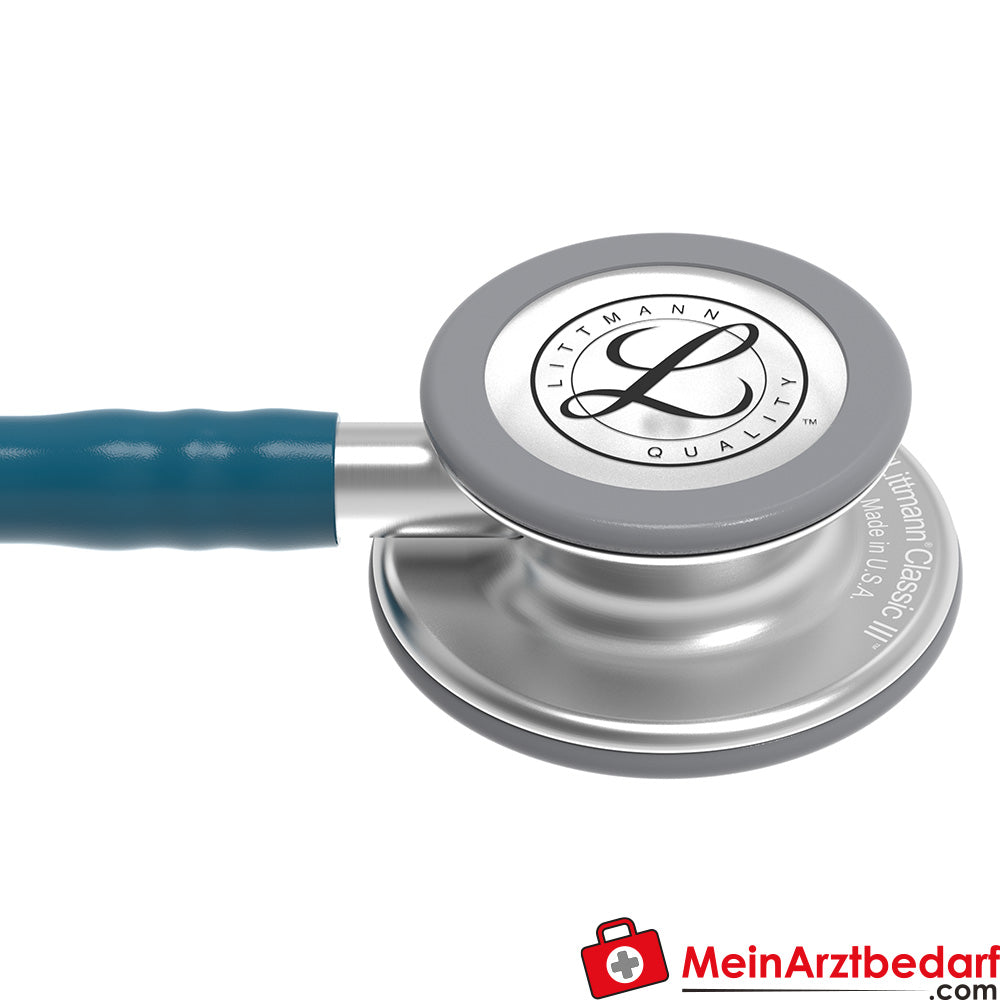 Stéthoscope Classic III de Littmann, pavillon en acier inoxydable, double fréquence, monotube, Black Edition, édition acier inoxydable