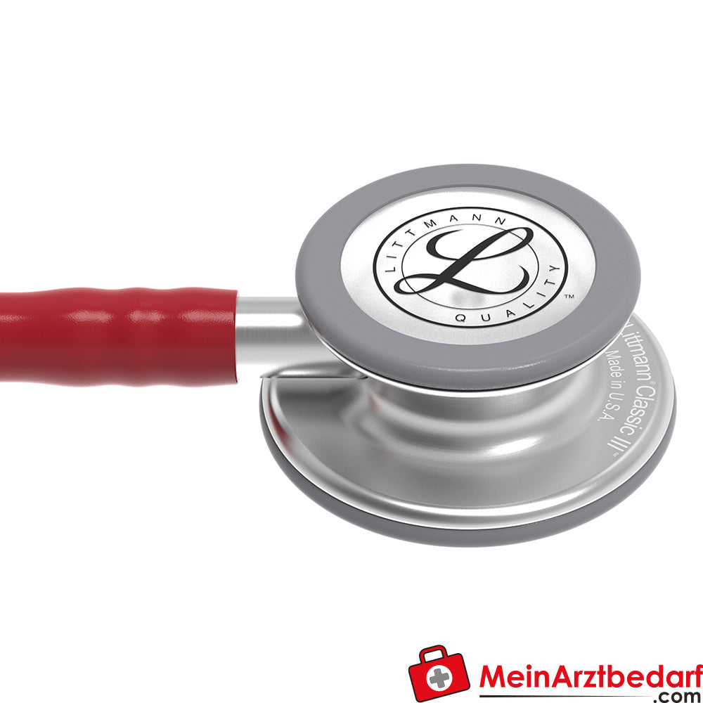 Littmann Classic III Stethoskop Edelstahl-Bruststück, Dual-Frequency, Einschlauch, Black Edition, Edelstahl-Edition
