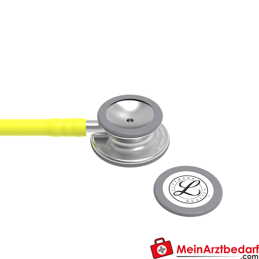 Littmann Classic III Stethoskop Edelstahl-Bruststück, Dual-Frequency, Einschlauch, Black Edition, Edelstahl-Edition