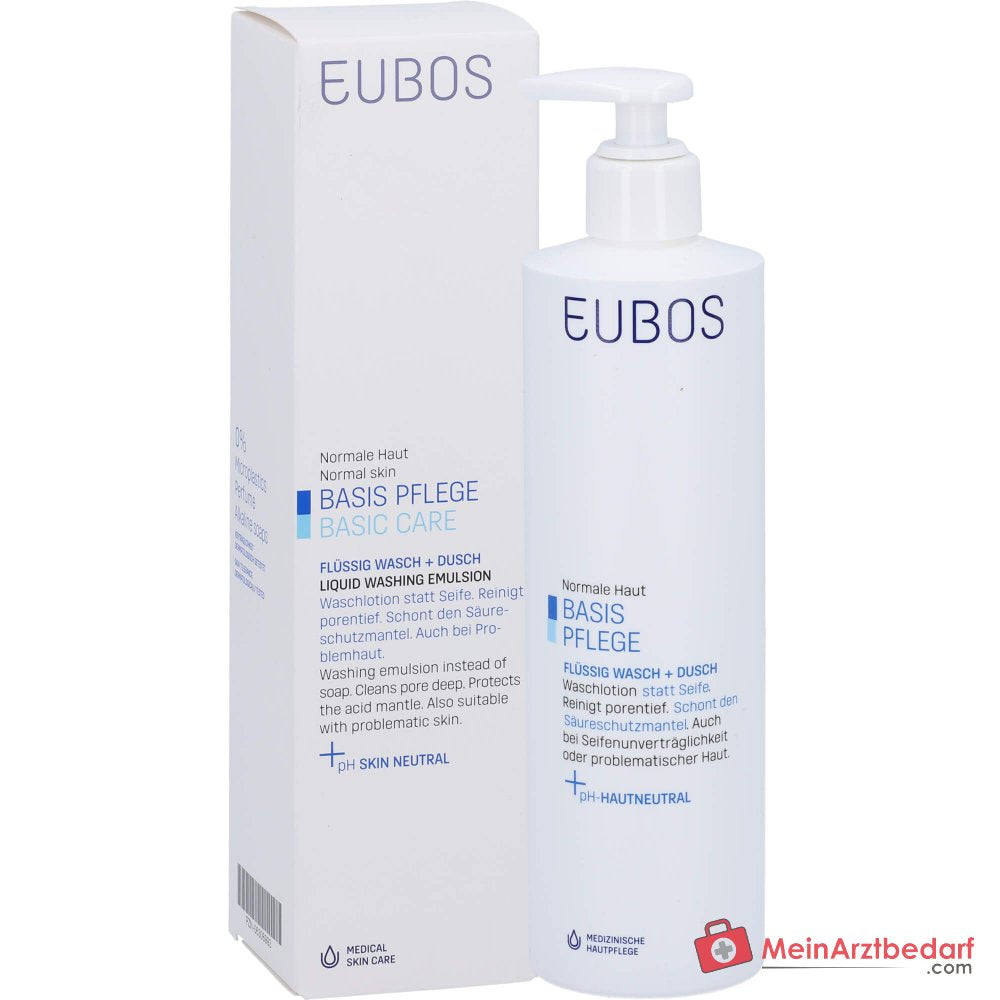 Eubos Basis Pflege Flüssig Wasch + Dusch Waschlotion mit Dosierspender, 400 ml.