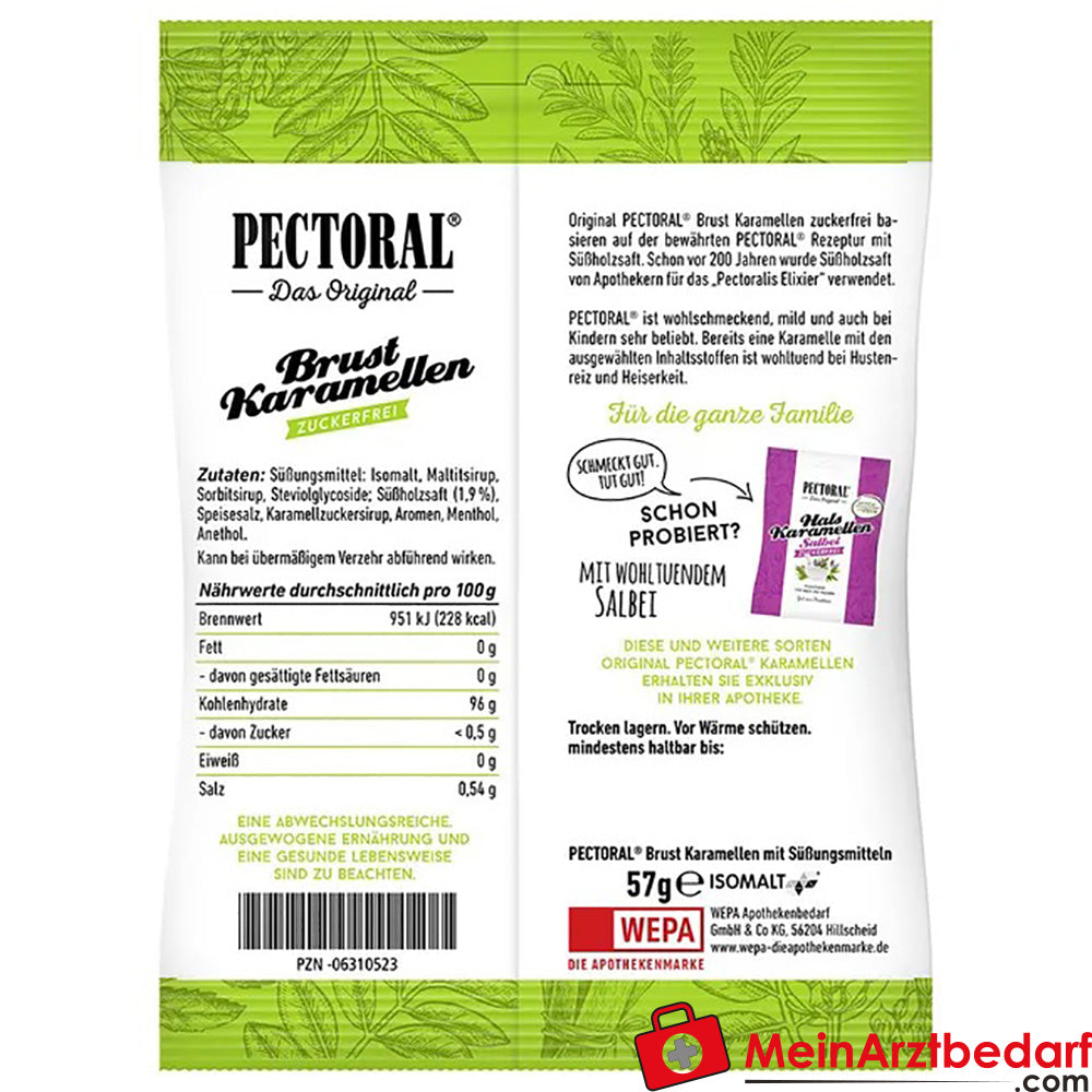 Original PECTORAL® Brust-Karamellen zuckerfrei, 60g.