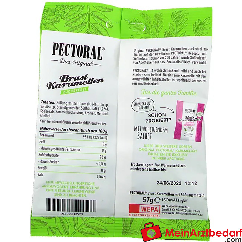 Original PECTORAL® Brust-Karamellen zuckerfrei, 60g.