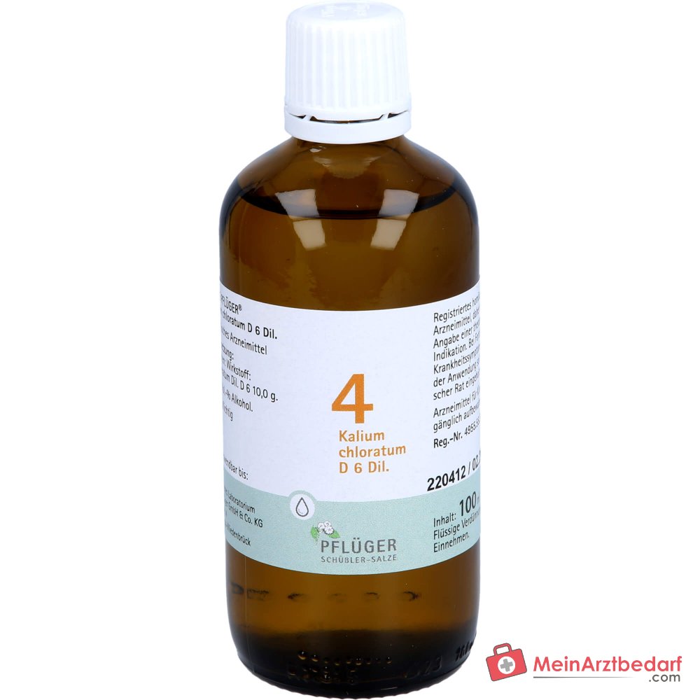 Biochimie Pflüger n° 4 Kalium chloratum D6 gouttes 1000 mg 100 ml