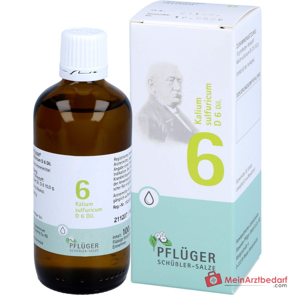 Biochemie Pflüger Nr. 6 Kaliumsulfuricum D6 1000 mg druppels verpakking