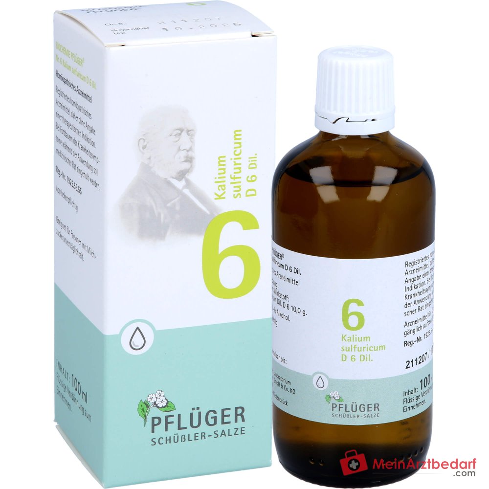 Biochemie Pflüger Nr. 6 Kaliumsulfuricum D6 1000 mg druppels verpakking