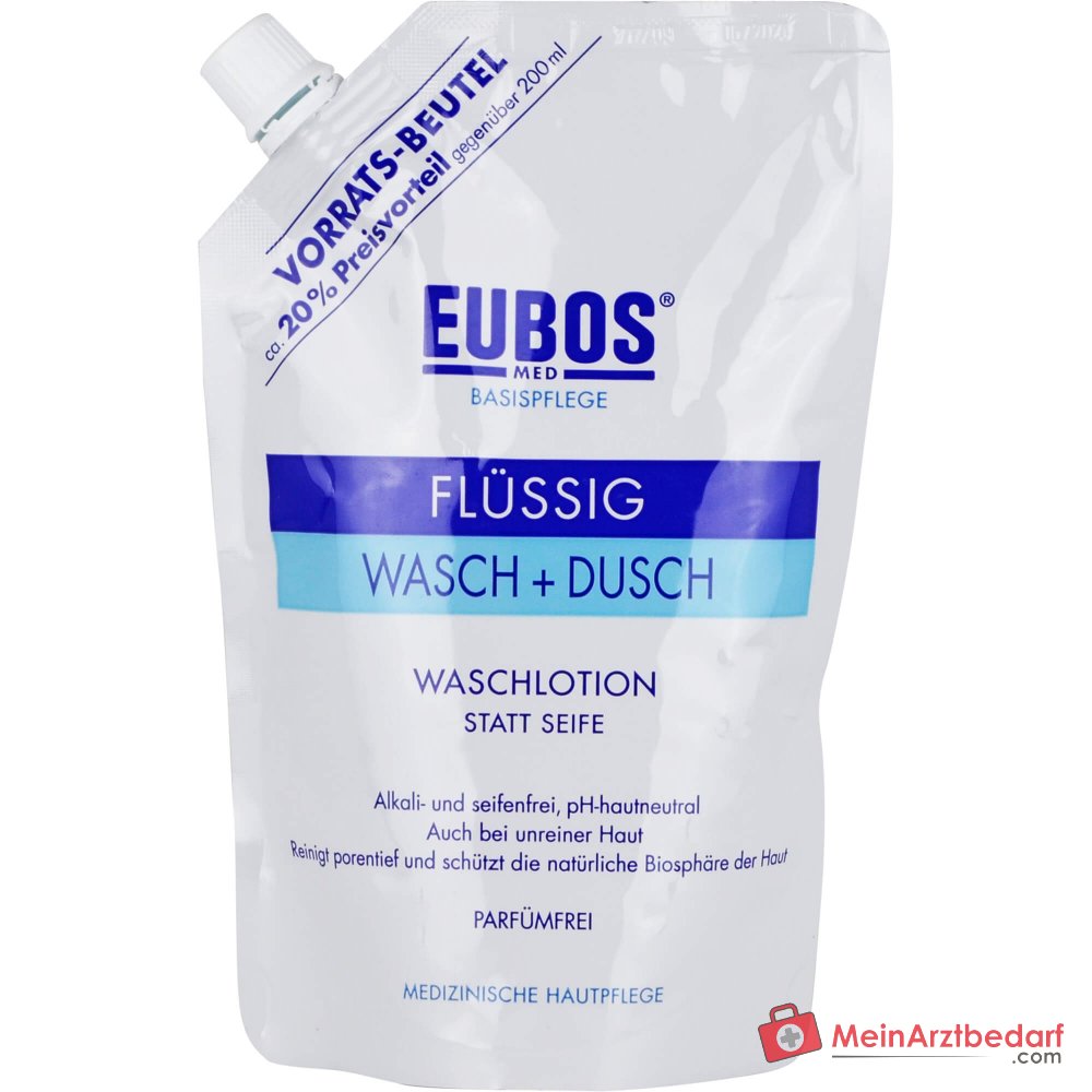 Eubos Basis Pflege Flüssig Wasch + Dusch Waschlotion Nachfüllbeutel, 400 ml.