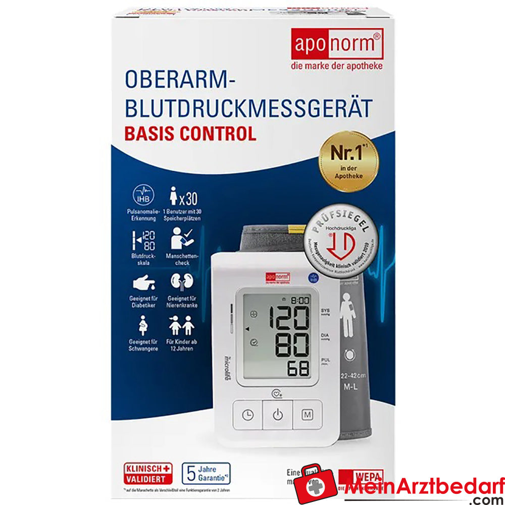 aponorm® Basis Control Oberarm-Blutdruckmessgerät Gr. M - L, 1 St..