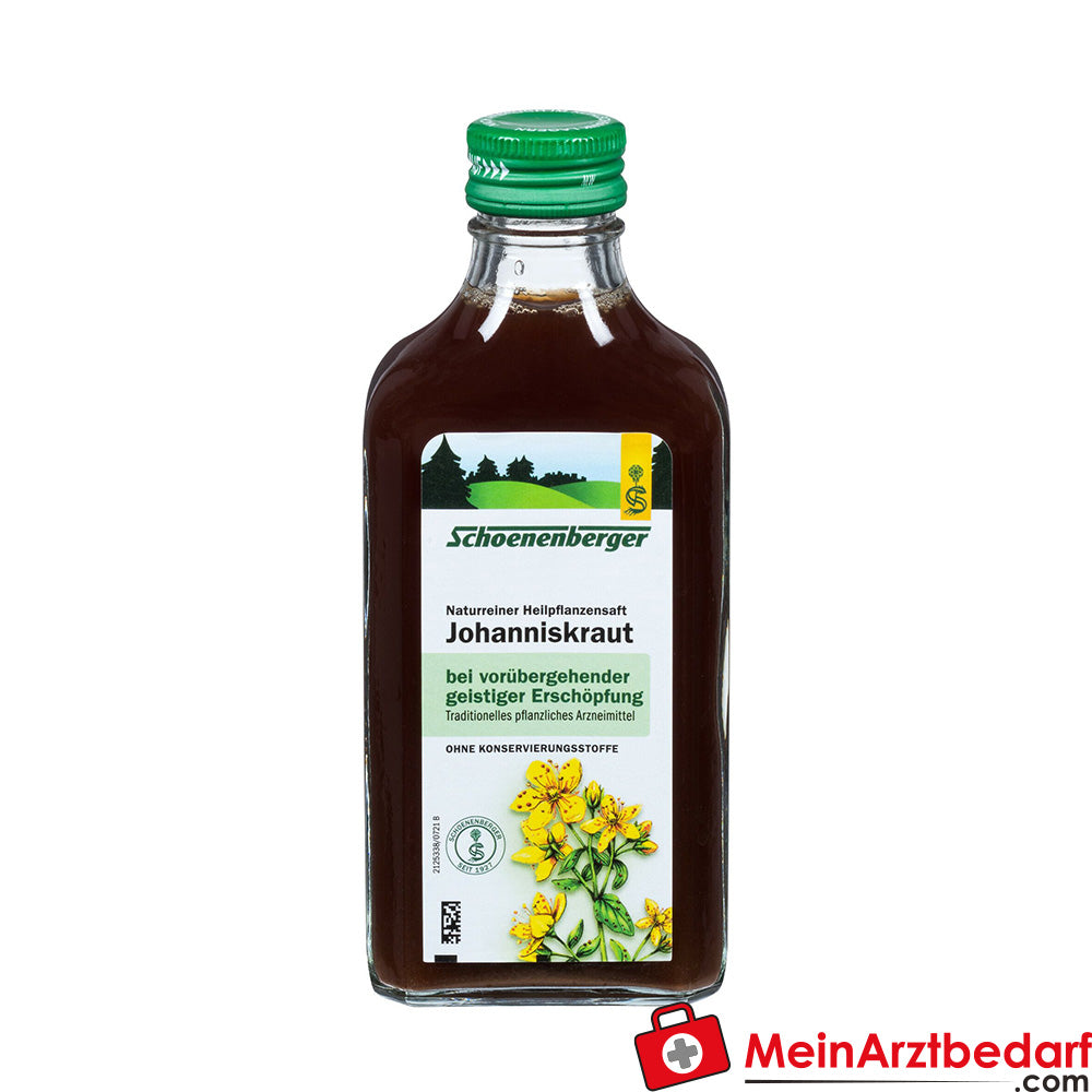 Schoenenberger Natuurlijke Heilzame Planten Sap Sint-Janskruid bij Zenuwzwakte & Nervositeit, 200 ml