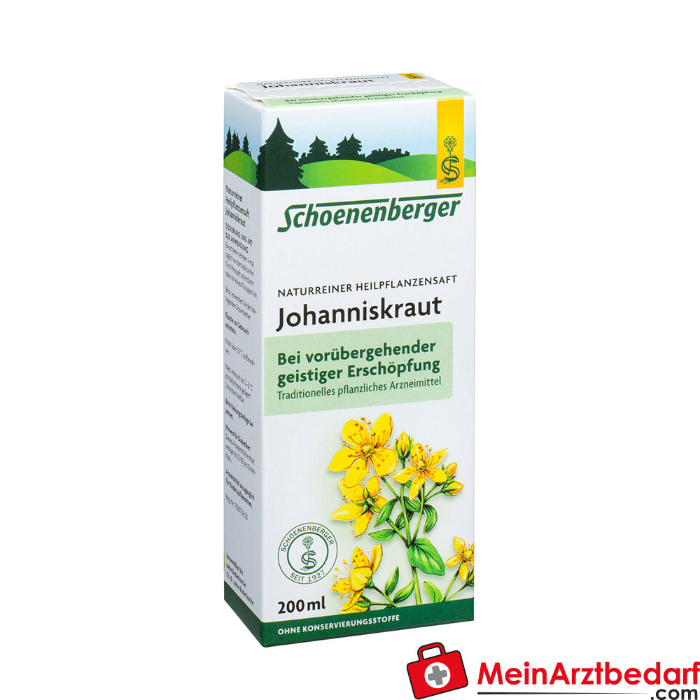 Schoenenberger Natuurlijke Heilzame Planten Sap Sint-Janskruid bij Zenuwzwakte & Nervositeit, 200 ml