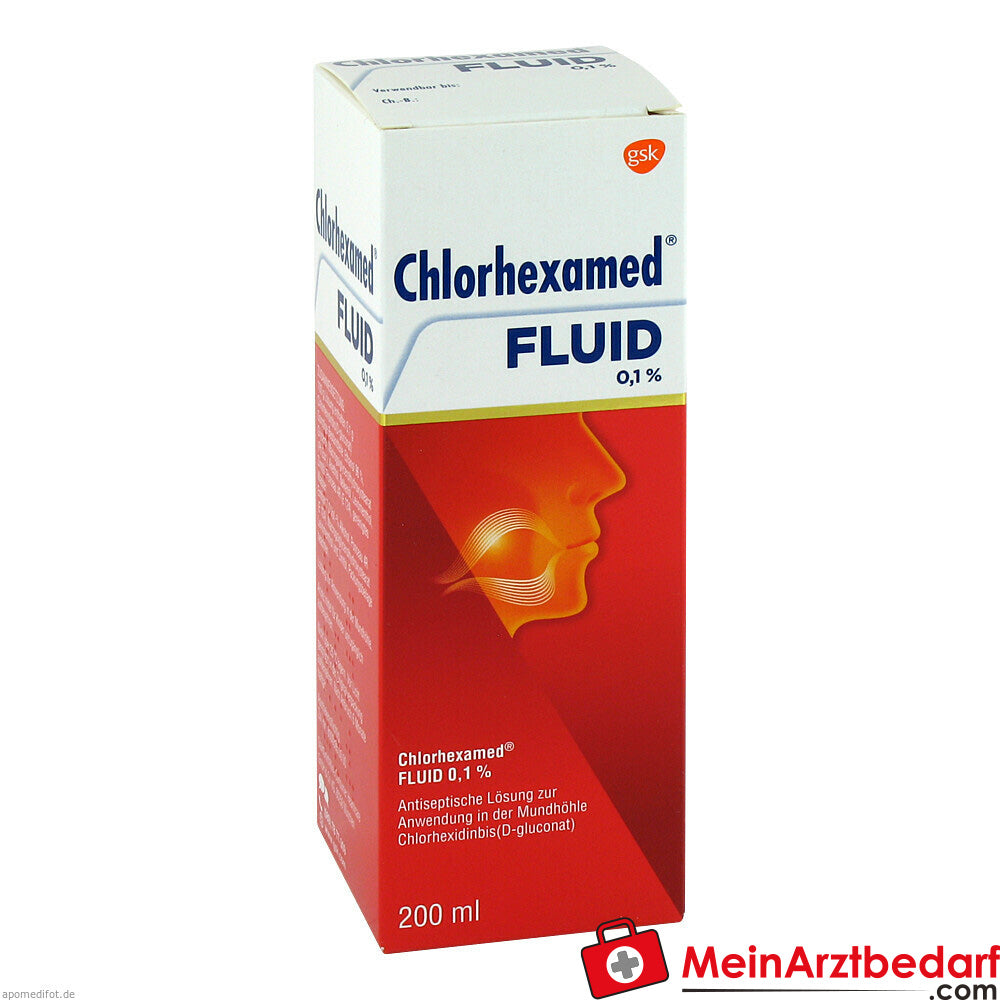 Chlorhexamed Fluid 0,1 % mit Chlorhexidin.