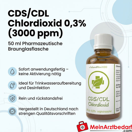 Chlordioxidlösung CDS 0,3% (3000 ppm) Tropfflasche 50 ml Braunglas