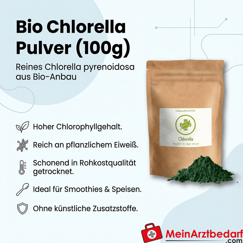 Clorella biologica in polvere (Chlorella pyrenoidosa) cibo crudo 100 g