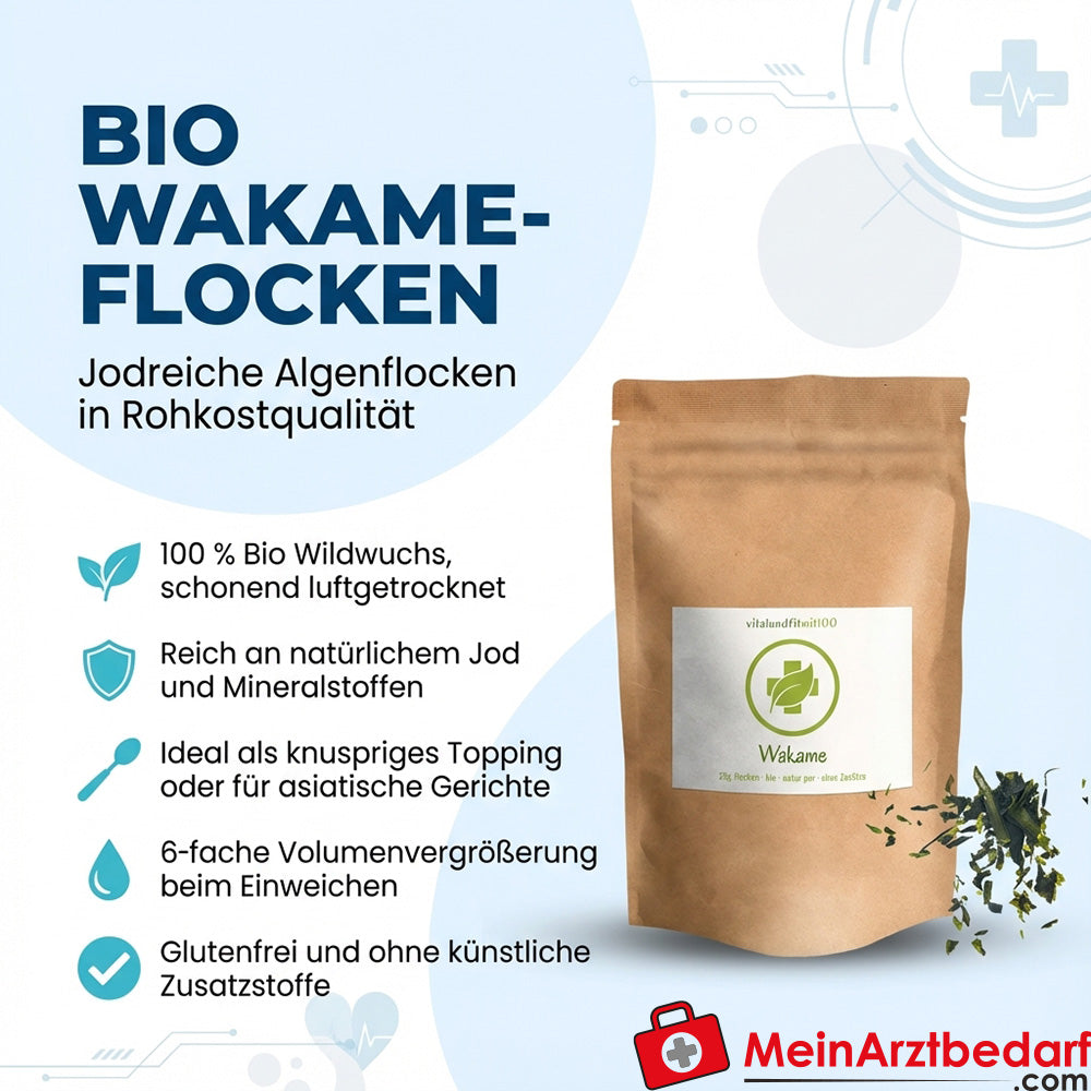 Bio Wakame-Flocken 25 g, jodreich, Rohkostqualität, glutenfrei