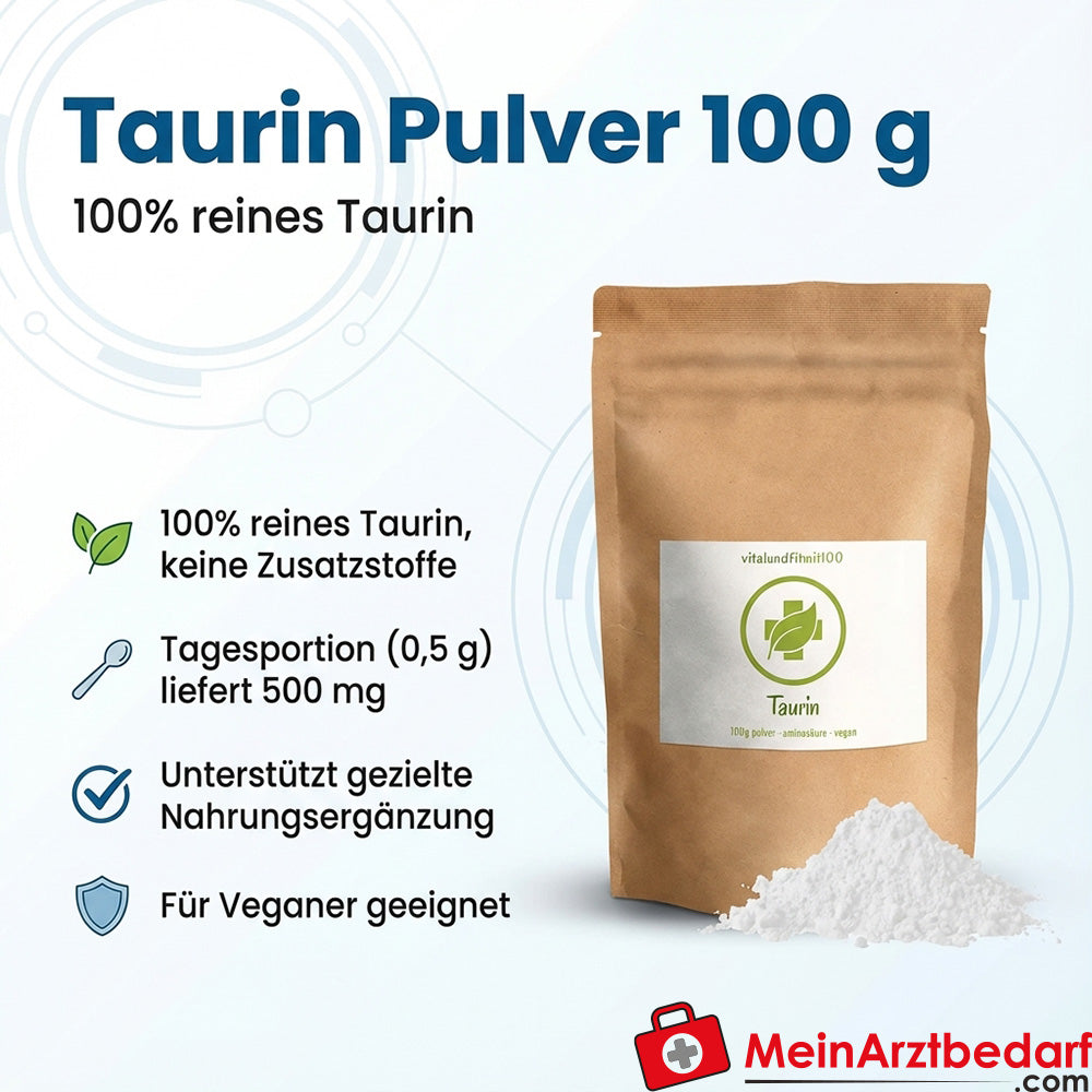 Taurin Pulver 100 g 100% reines Taurin 500 mg/Portion