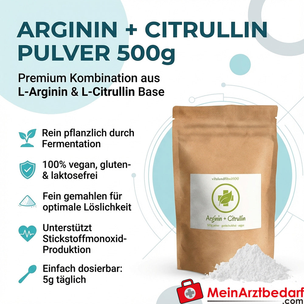 Arginin + Citrullin Pulver (L‑Arginin Base & L‑Citrullin Base) 500 g
