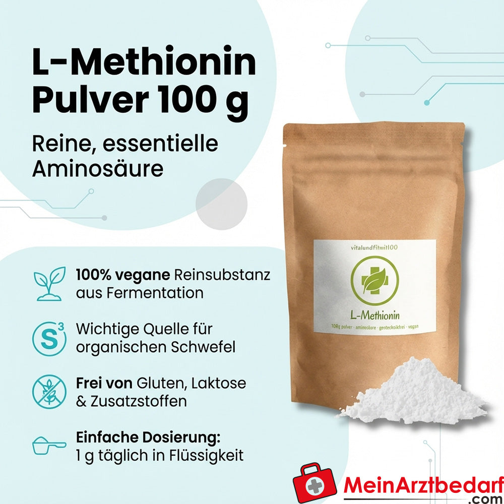 L-methionine powder 100 g food supplement, vegan