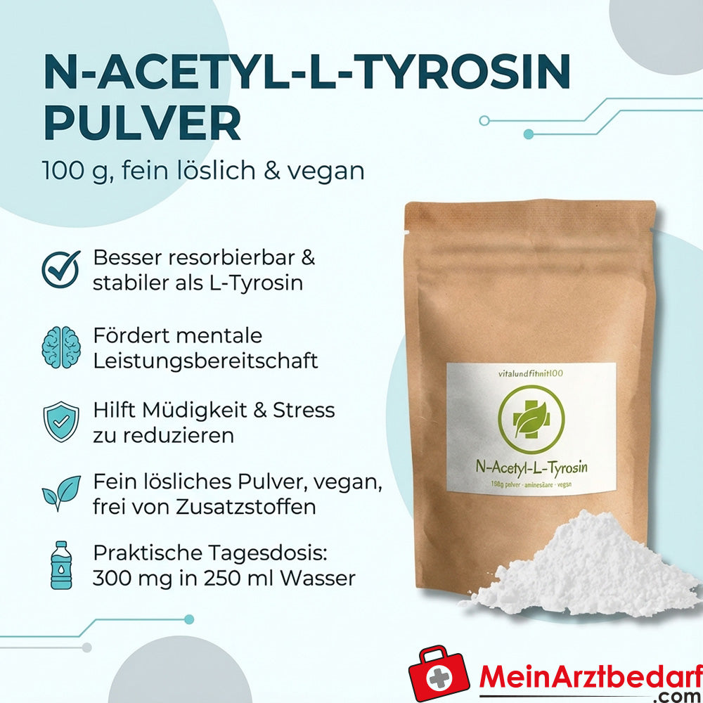 N-acetyl-L-tyrosine (NALT) powder 100 g vegan, finely soluble