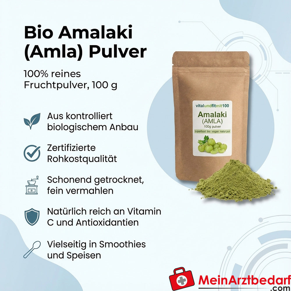 Organiczne Amalaki (Amla) w proszku 100 g surowej żywności wysokiej jakości