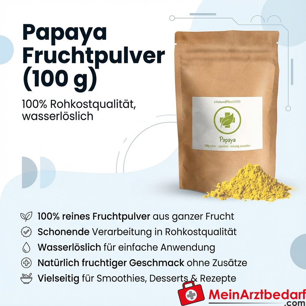 Papaya Fruchtpulver Rohkostqualität 100 g, 100% reines Fruchtpulver, wasserlöslich
