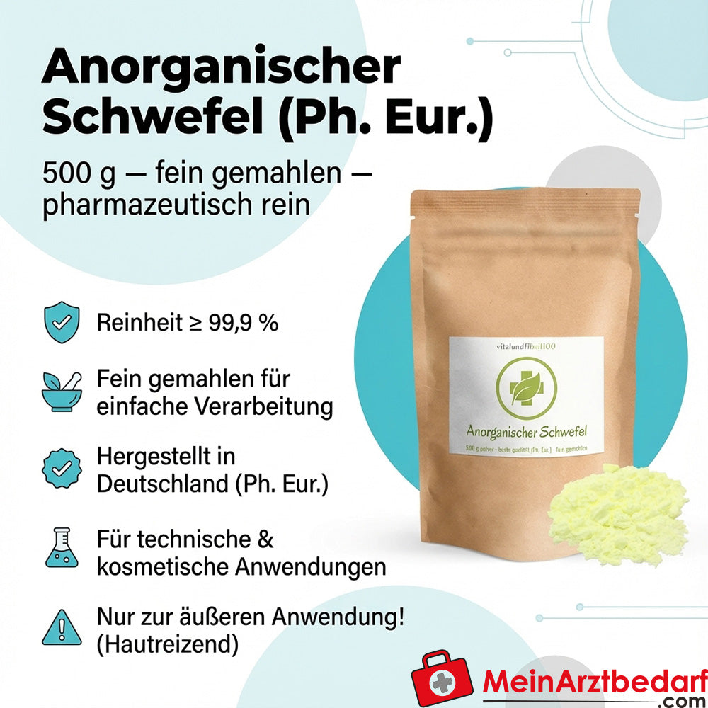 Anorganische zwavel Ph. Eur. 99,9% fijngemalen 500 g
