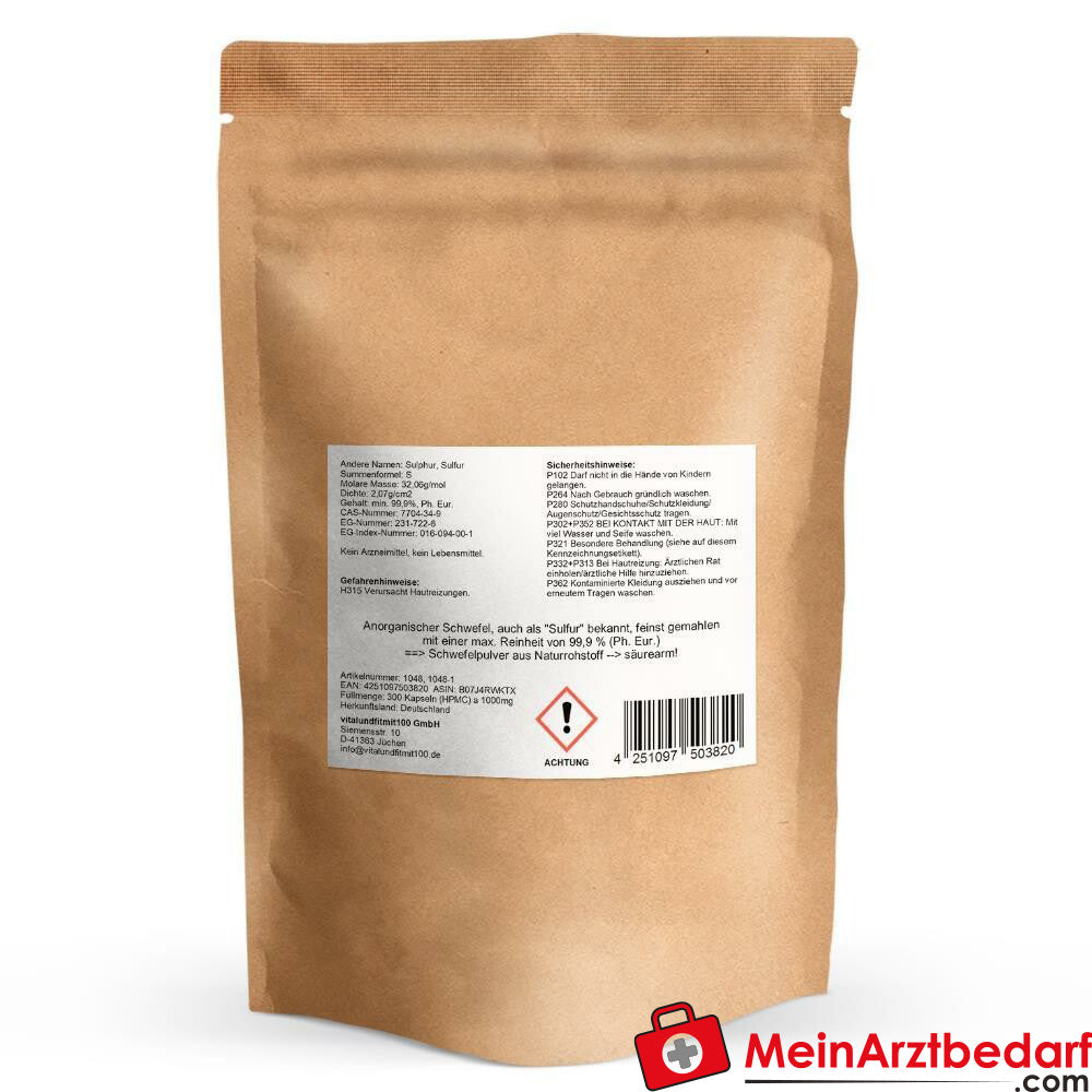 Anorganischer Schwefel Kapseln 300 Stück à 1000mg.
