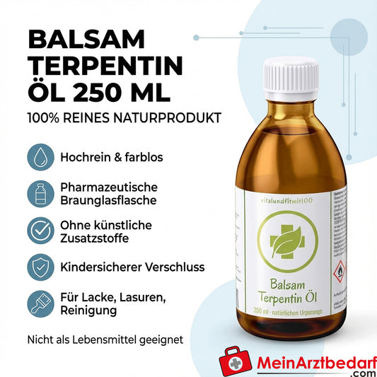 Balsamterpentinöl (Terpentinöl) 250 ml farbloses Öl in pharma-Braunglasflasche