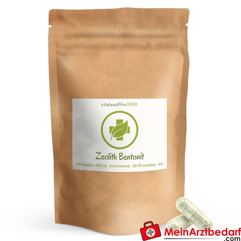 Zeolith-Bentonit Kapseln (80% Naturzeolith, 20% Bentonit) 100 Stück à 600 mg.