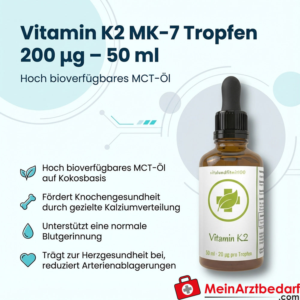 Vitamina K2 MK-7 200 µg menaquinona gotas 50 ml