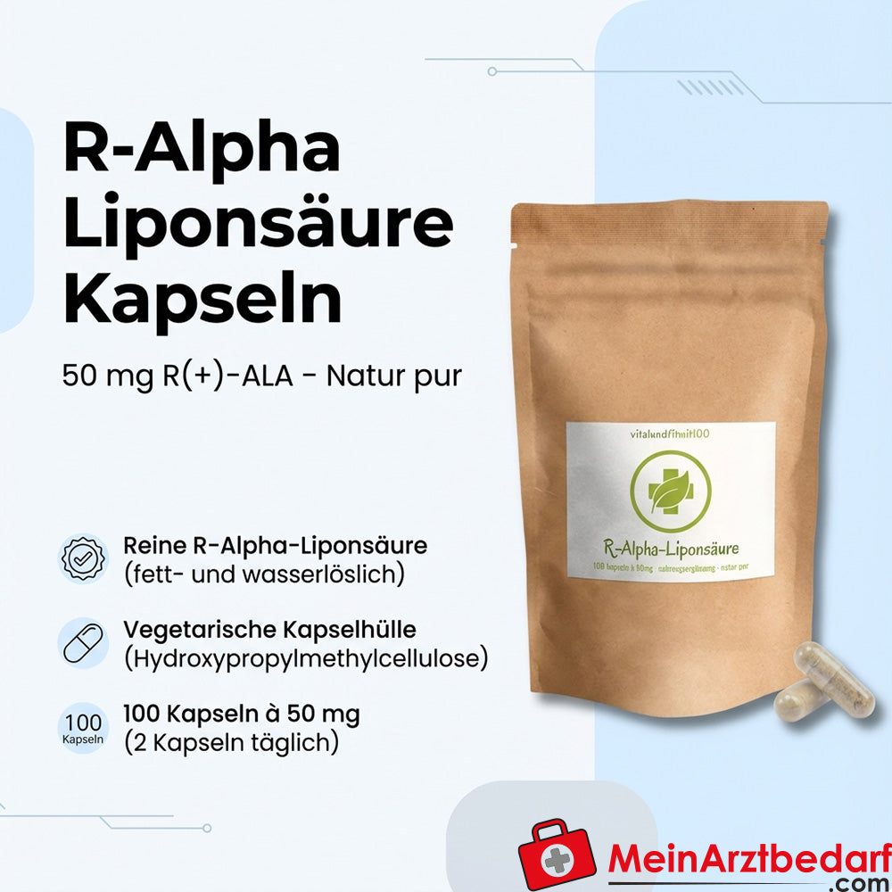 Cápsulas de ácido R-alfa-lipoico 50 mg (R(+)-ALA) 100 cápsulas