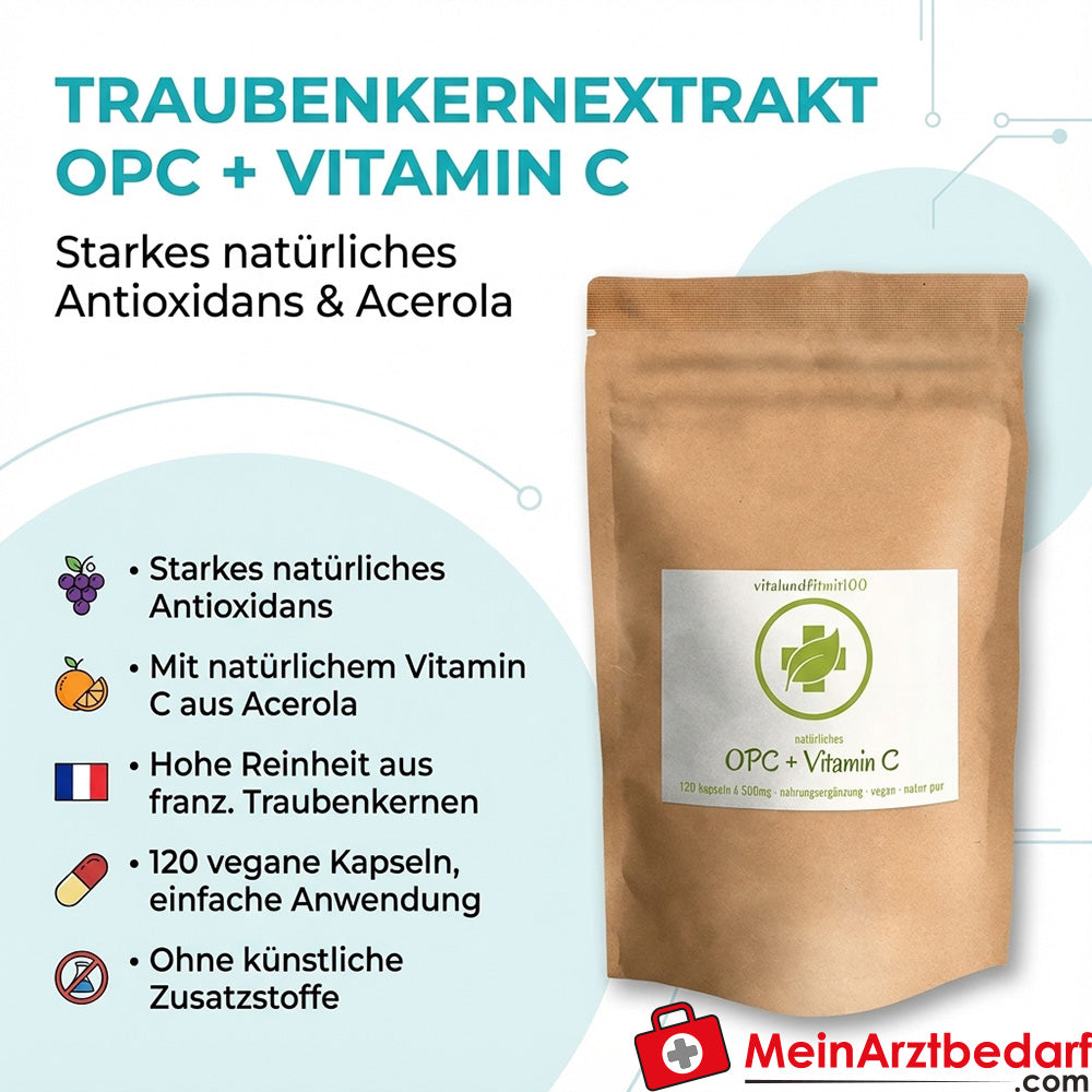 Ekstrakt z pestek winogron OPC 400 mg + witamina C (acerola) vegi kapsułki 120 kapsułek