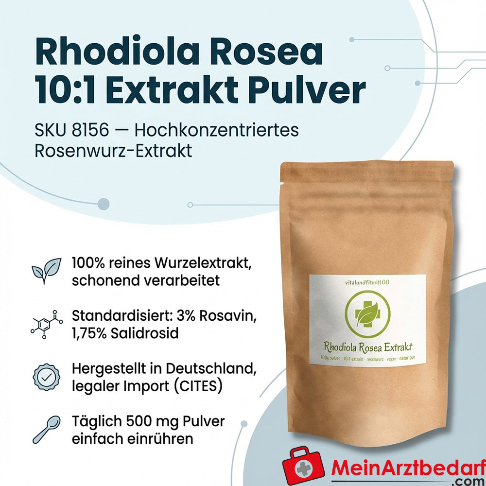 Rhodiola Rosea 10:1 extract poeder 100 g, 3% rosavin, 1,75% salidroside