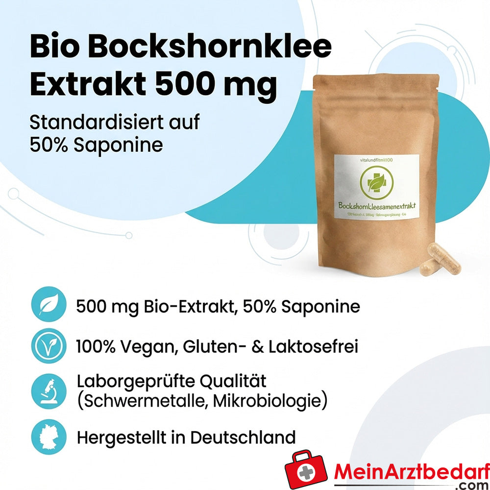 Extracto de alholva bio 500 mg cápsulas 120 unidades vegano 50% saponinas
