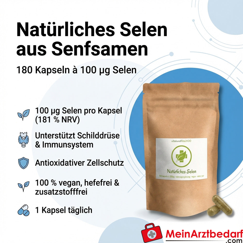 Selenium capsules 100 µg from mustard seeds 180 pieces vegan