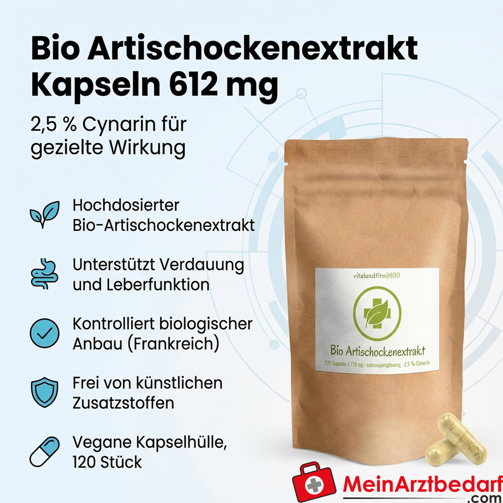 Bio Artischockenextrakt (2,5% Cynarin) 612 mg Kapseln 120 Stück