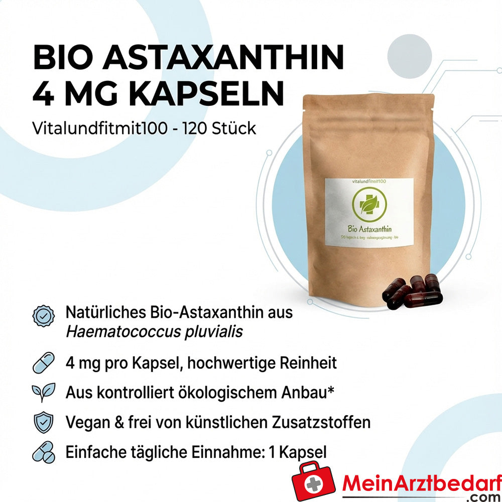 Gélules d'astaxanthine bio 4 mg Haematococcus pluvialis 120 gélules