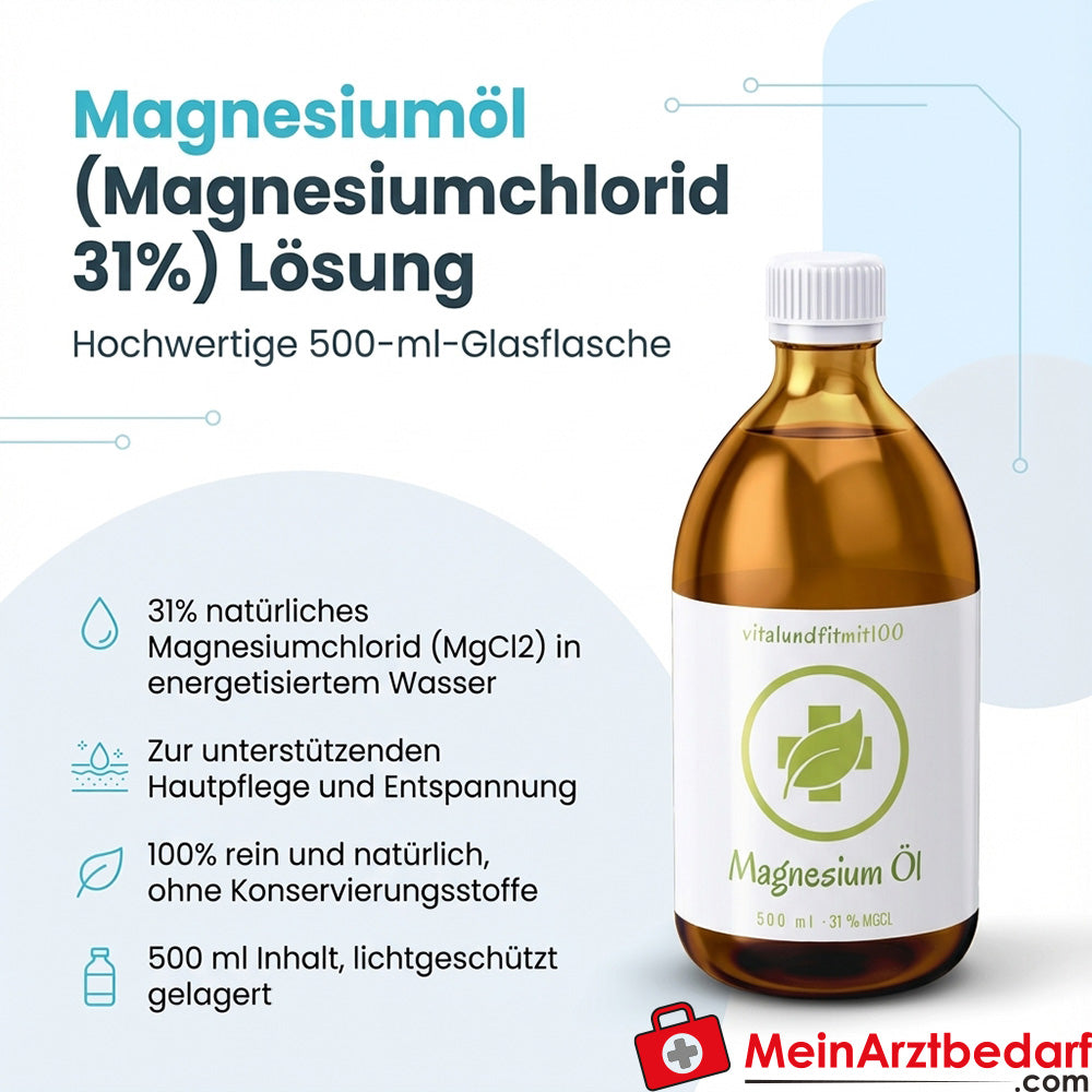 Magnesium oil (magnesium chloride 31%) solution in glass bottle 500 ml