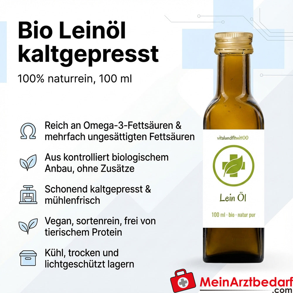 Bio Leinöl kaltgepresst 100 ml – Omega‑3 reich, vegan