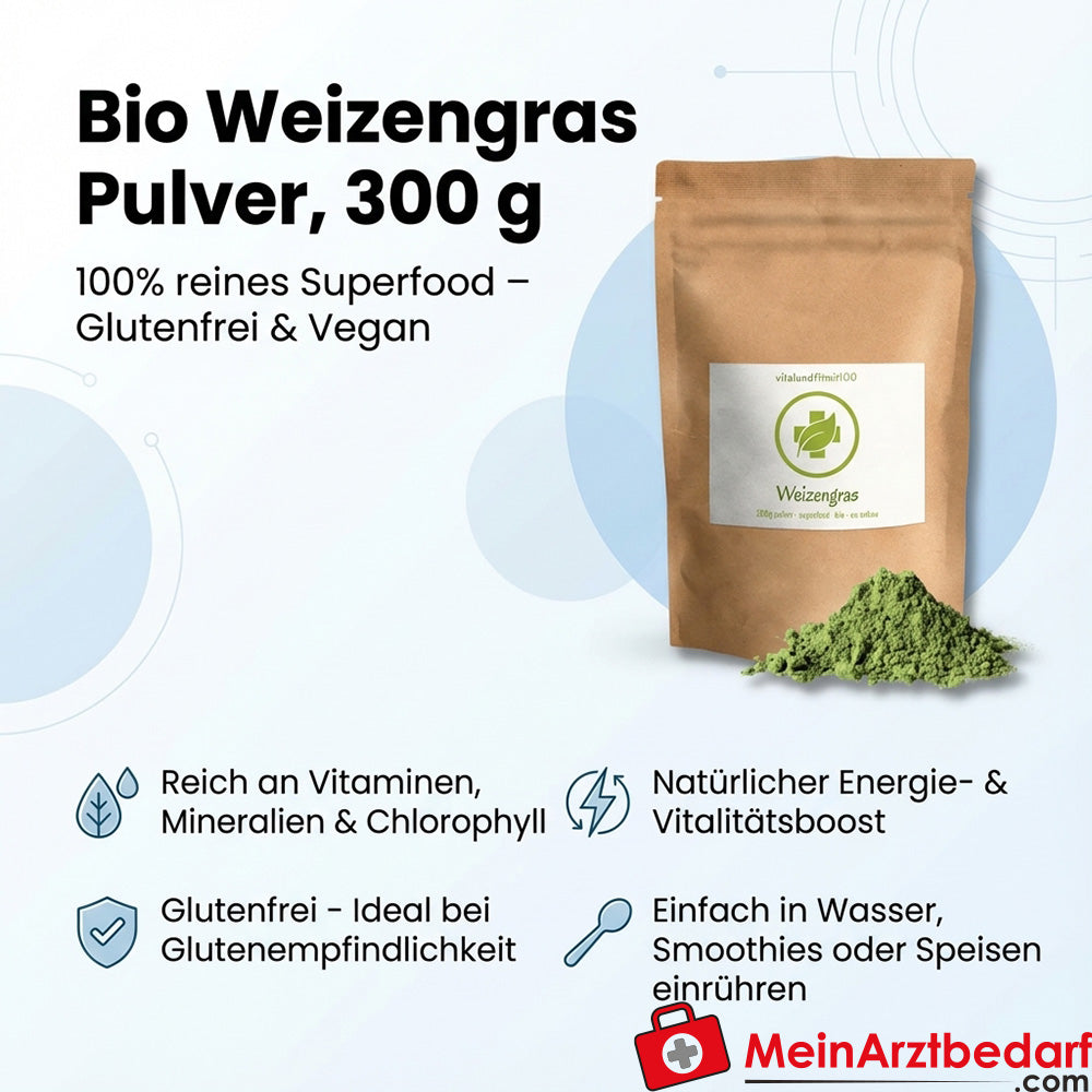 Organic wheatgrass powder 300 g vegan gluten-free superfood