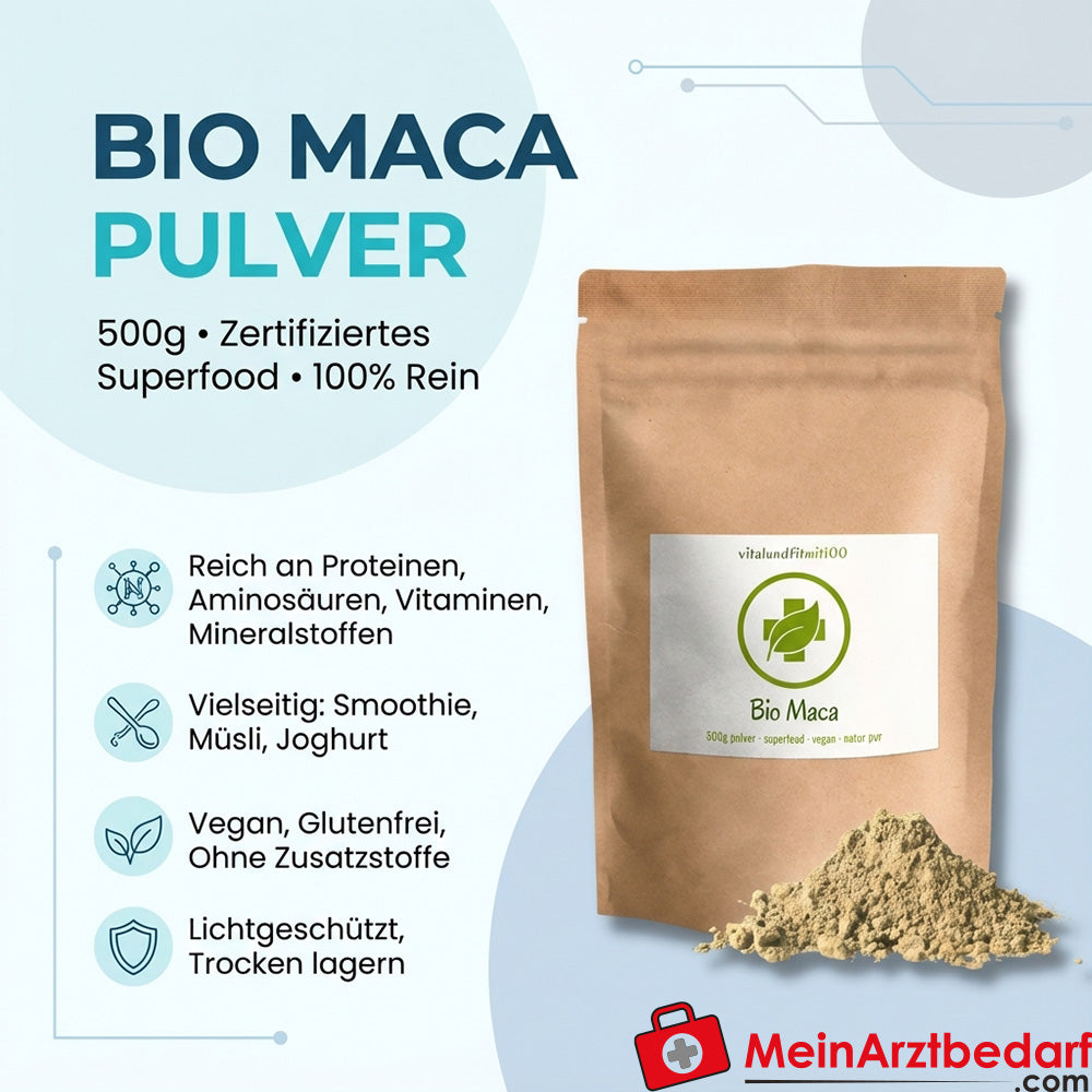 Maca ecológica en polvo (Lepidium meyenii) 500 g vegana, sin gluten