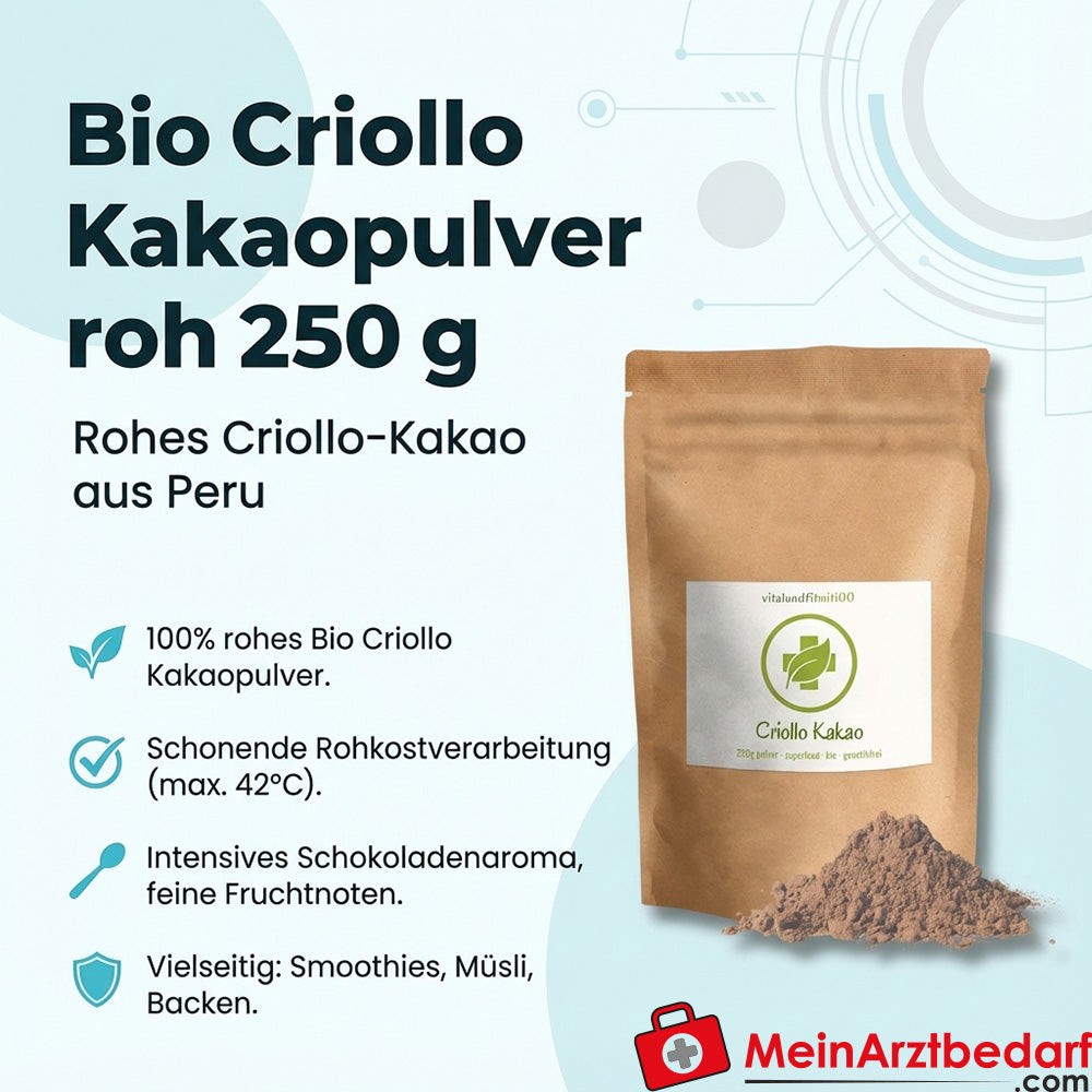 Bio Criollo Kakaopulver roh 250 g Superfood aus Peru