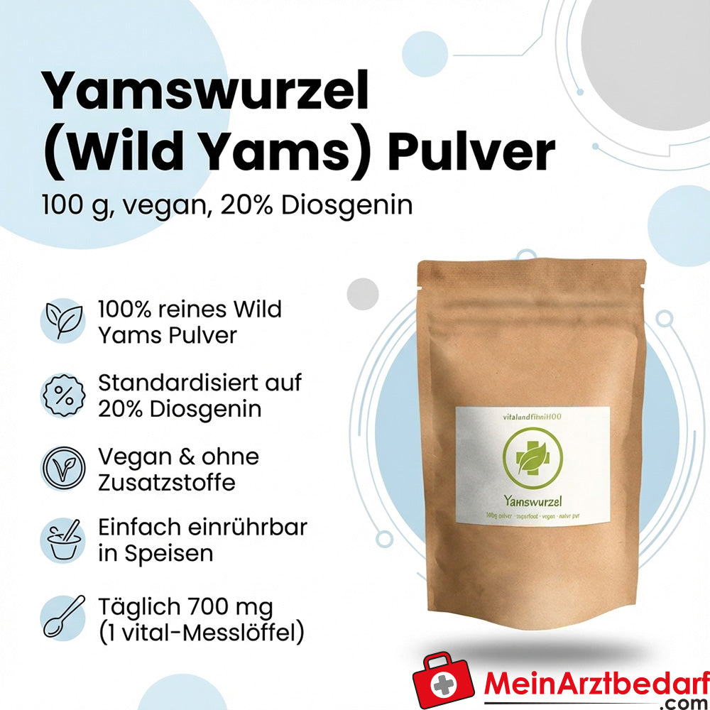 Yamwortel (wilde yam) poeder 20% diosgenine vegan 100 g