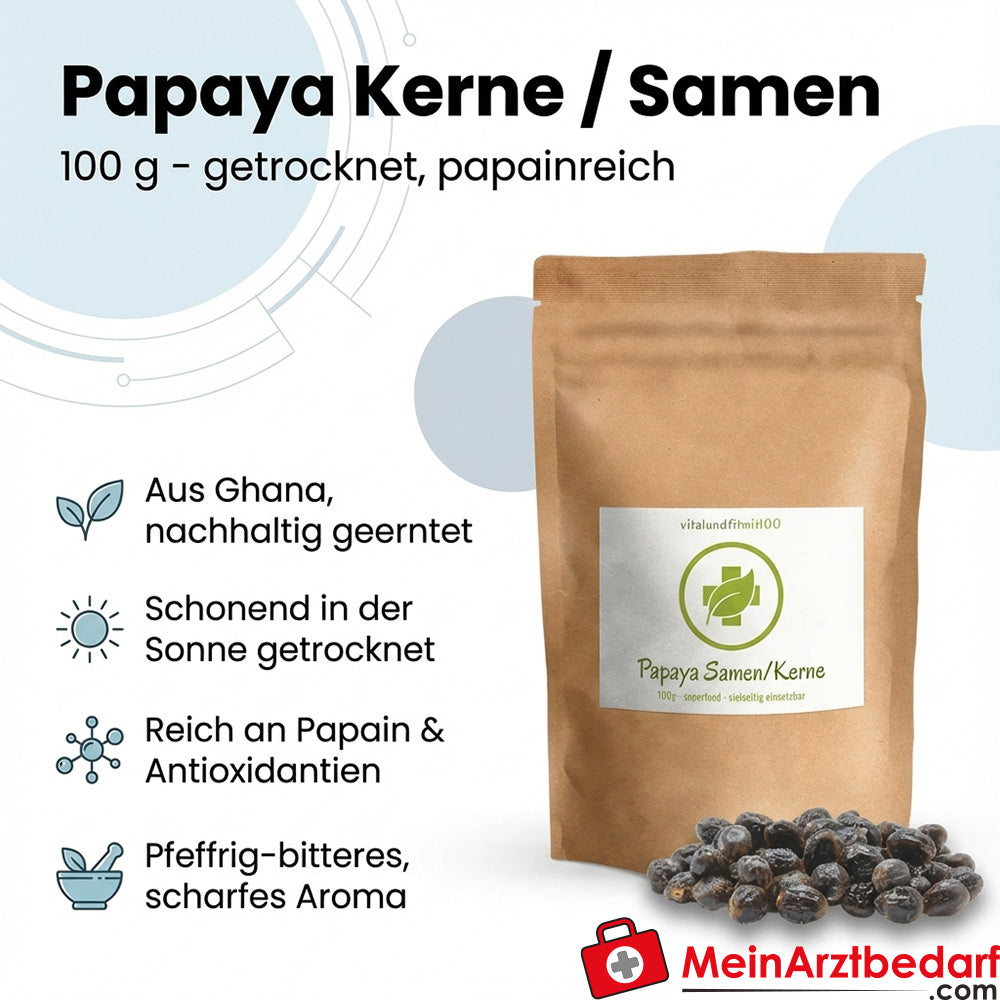 Papaya-Kerne getrocknet 100 g - papainreiche Samen aus Ghana