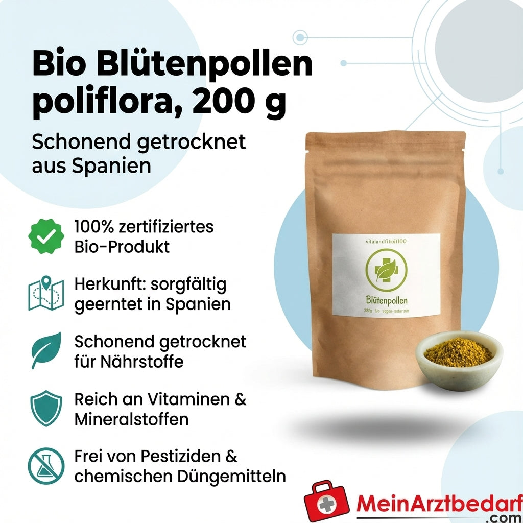 Polen de flor ecológica poliflora 200 g España secado suavemente