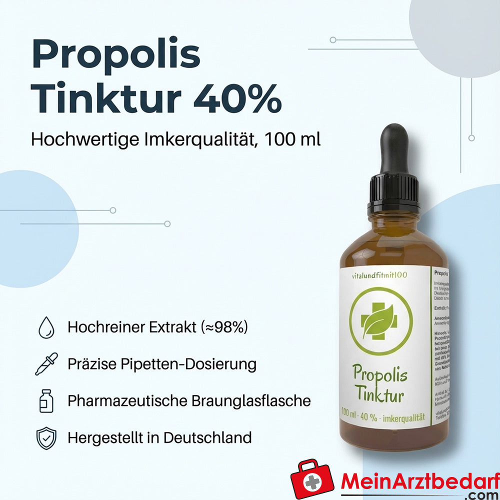 Propolis tincture 40% amber glass bottle with pipette 100 ml