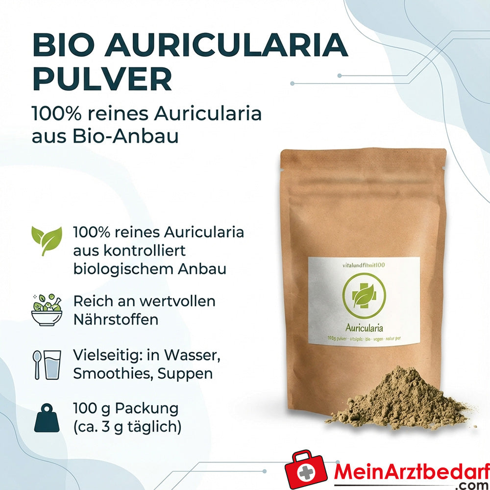 Biologische Auricularia judae poeder 100 g medicinale paddenstoel (Judasoor)