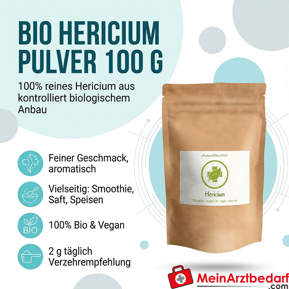 Organiczny proszek Hericium 100 g Grzyb leczniczy Hericium erinaceus
