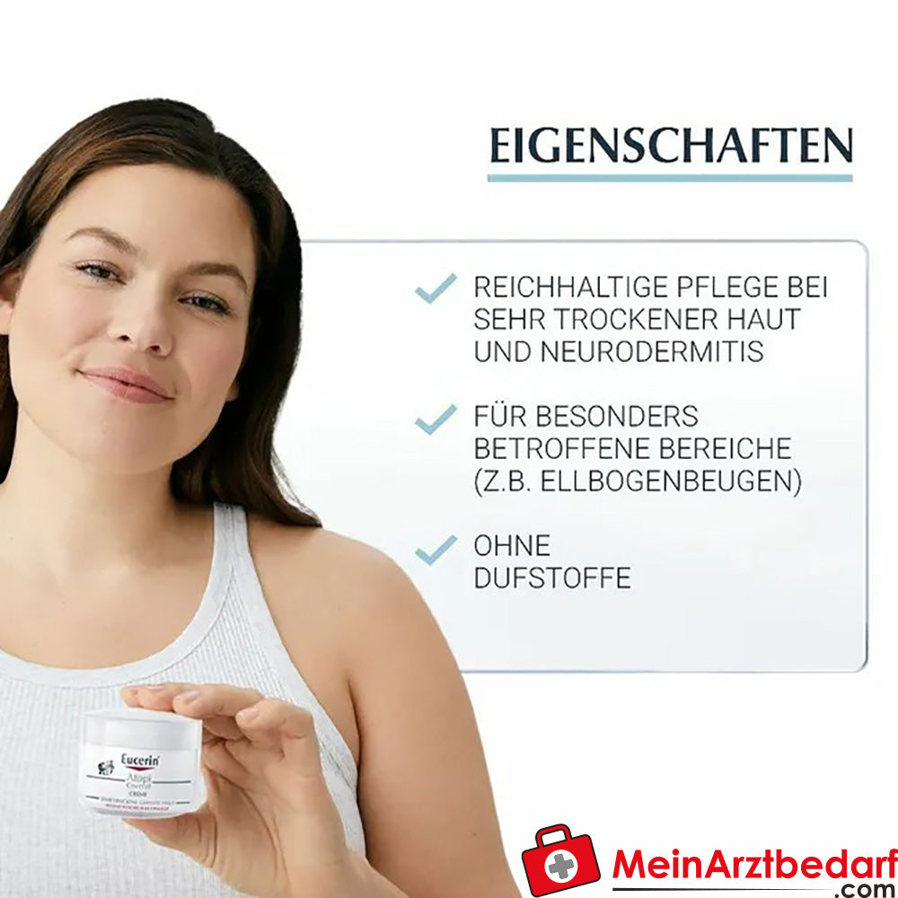 Eucerin® AtopiControl Creme – Reichhaltige Hautpflege für trockene, gereizte Haut & bei Neurodermitis, 75ml.